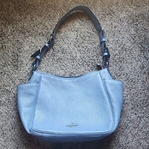 Coach Pebbled Leather Shoulder Bag in Light Blue